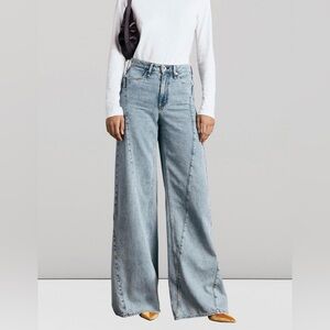 NWT rag & bone Serena Splice High Waist Wide Leg Light Blue Jeans